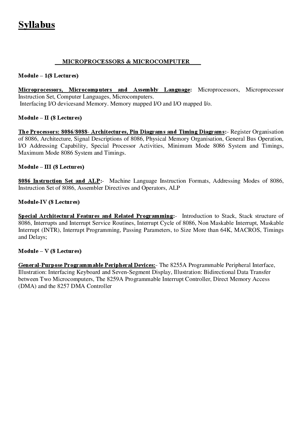 VTU eNotes On Microprocessors & Microcomputer For Electrical Engineering - Page 1