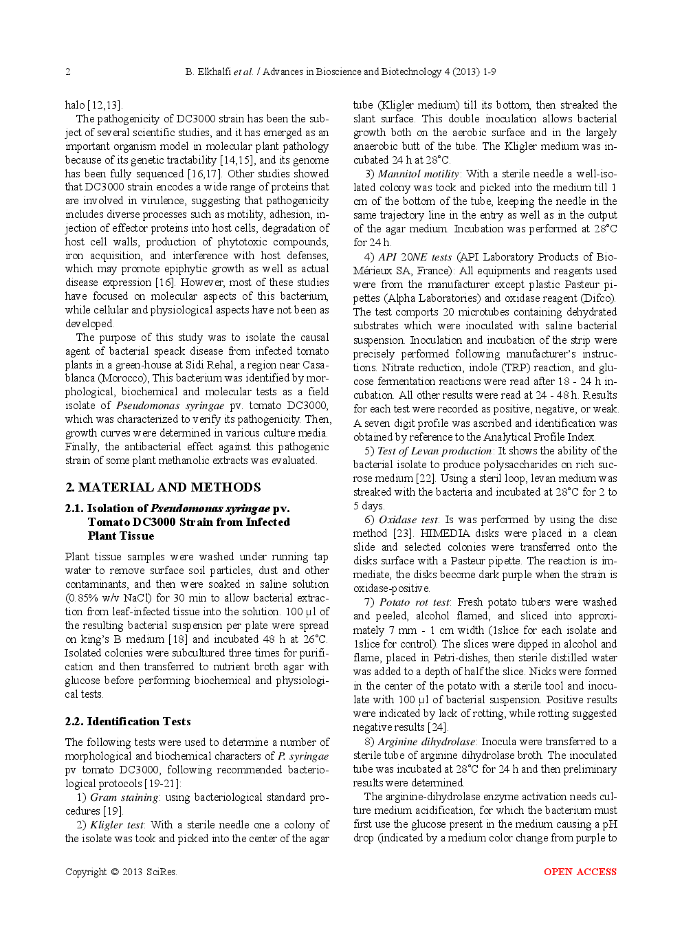 Antibacterial Activity Of Plant Methanolic Extracts On A Field Isolate Of Pseudomonas Syringae Pv Tomato From The Casablanca Region (Morocco) - Page 3