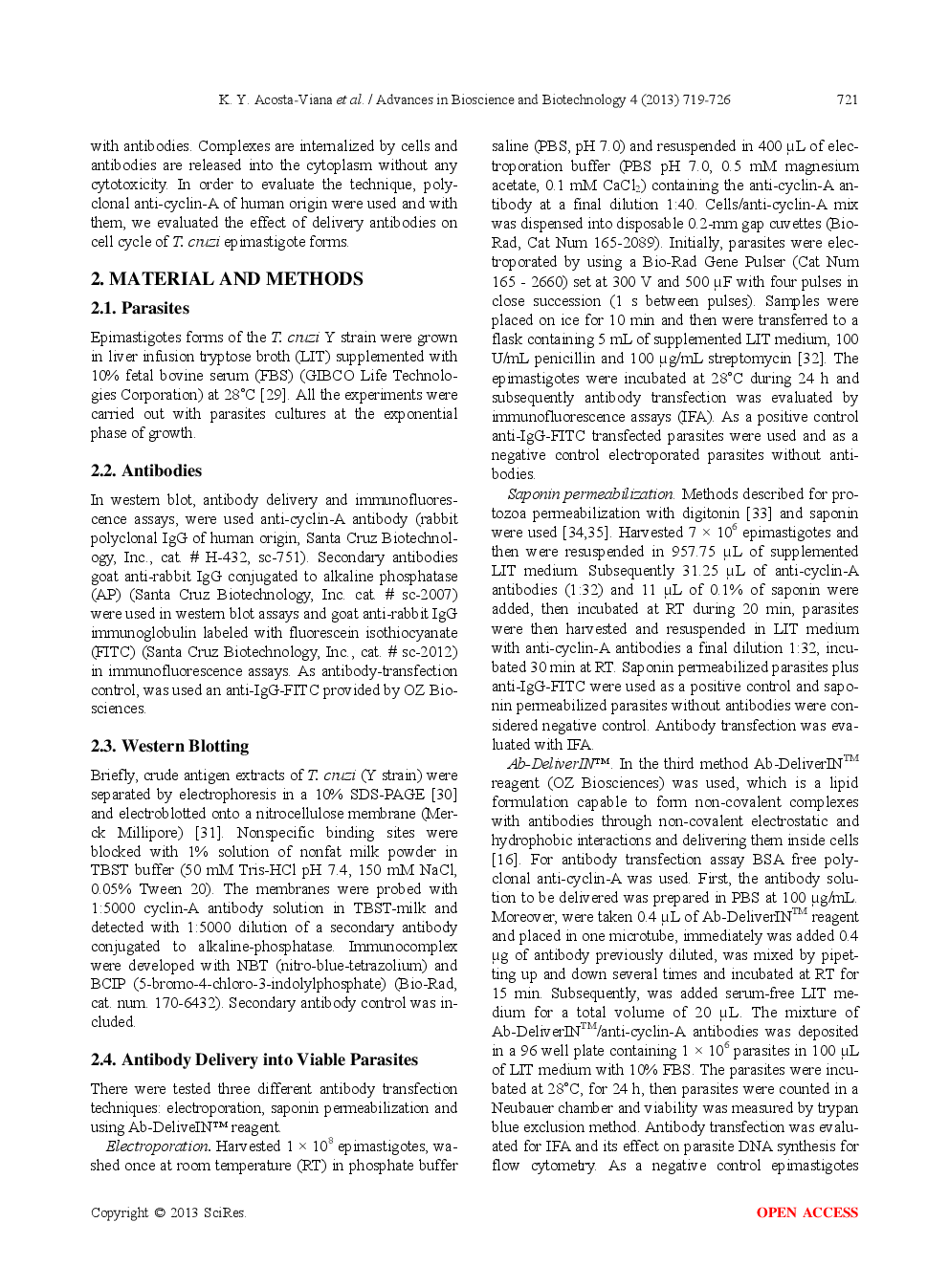 Antibody Delivery Into Viable Epimastigotes Of Trypanosoma Cruzi As A Tool To Study The Parasite Biology - Page 4
