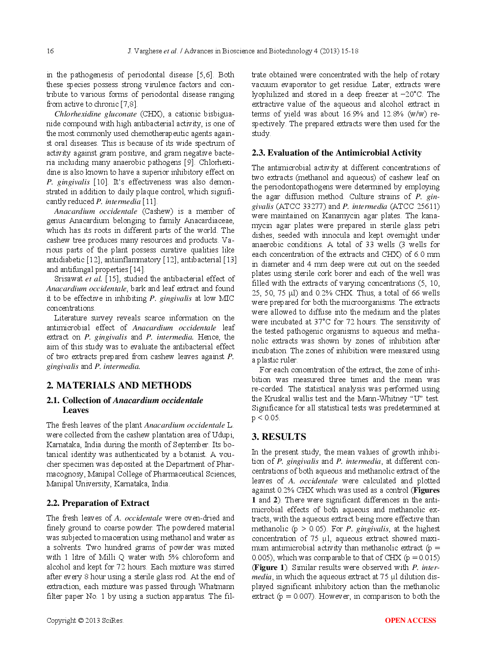 Antimicrobial Effect Of Anacardium Occidentale Leaf Extract Against Pathogens Causing Periodontal Disease - Page 3