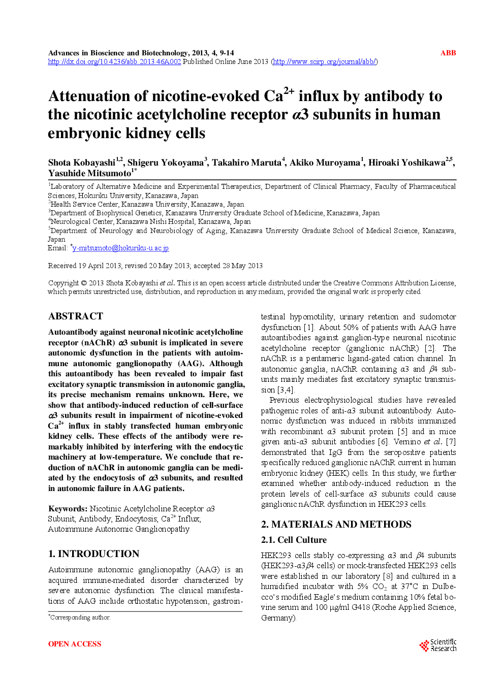 Attenuation Of Nicotine-Evoked Ca2+ Influx By Antibody To The Nicotinic Acetylcholine Receptor α3 Subunits In Human Embryonic Kidney Cells - Page 2