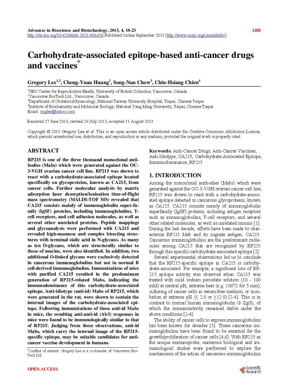 Carbohydrate-Associated Epitope-Based Anti-Cancer Drugs And Vaccines - Page 2