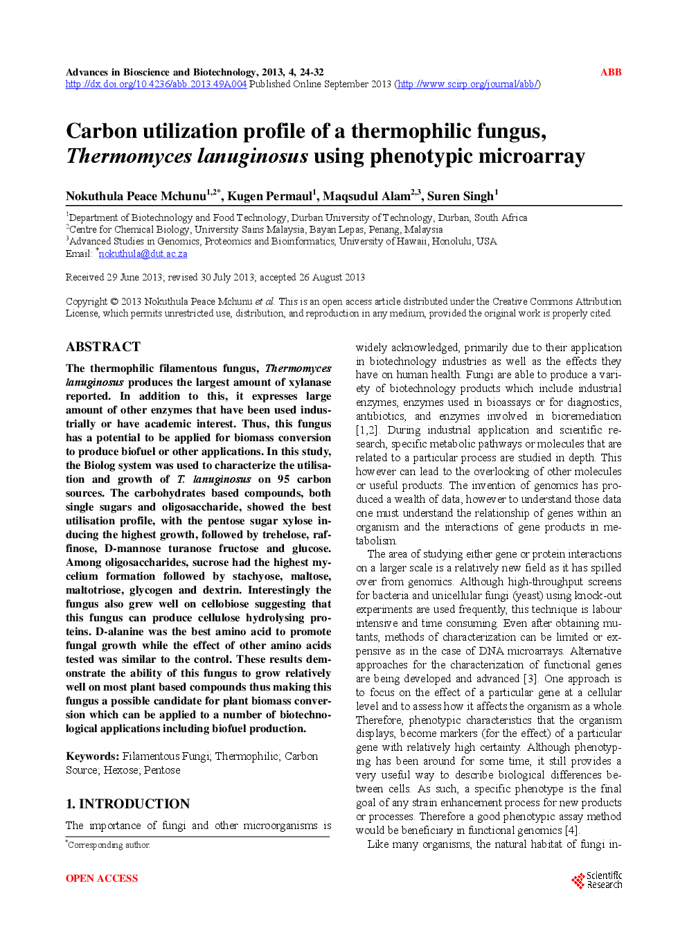 Carbon Utilization Profile Of A Thermophilic Fungus, Thermomyces Lanuginosus Using Phenotypic Microarray - Page 2
