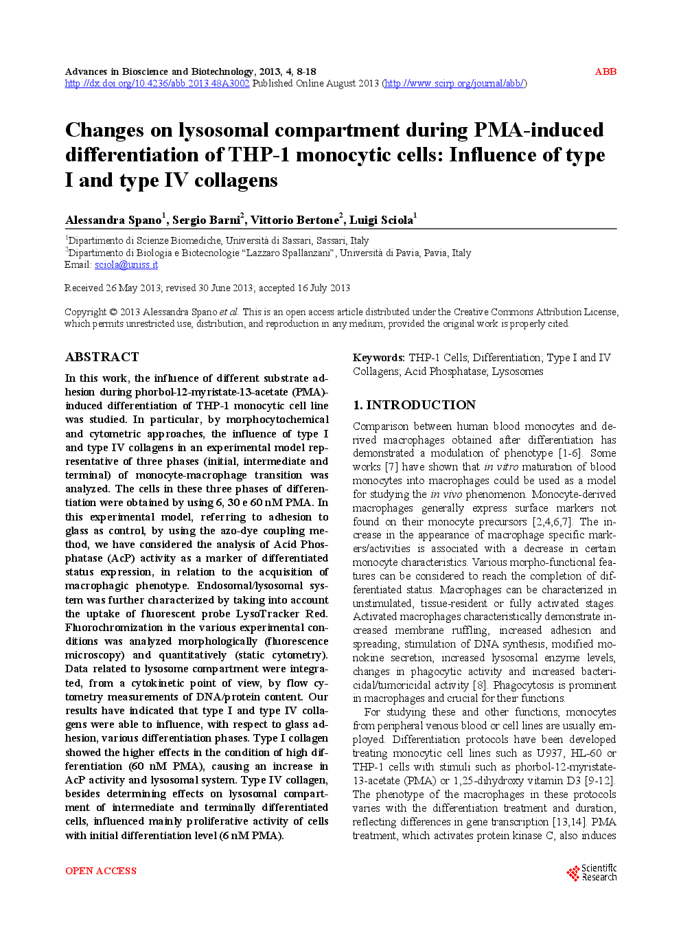 Changes On lysosomal Compartment During PMA-Induced Differentiation Of THP-1 Monocytic Cells: Influence Of Type I And Type IV Collagens - Page 2