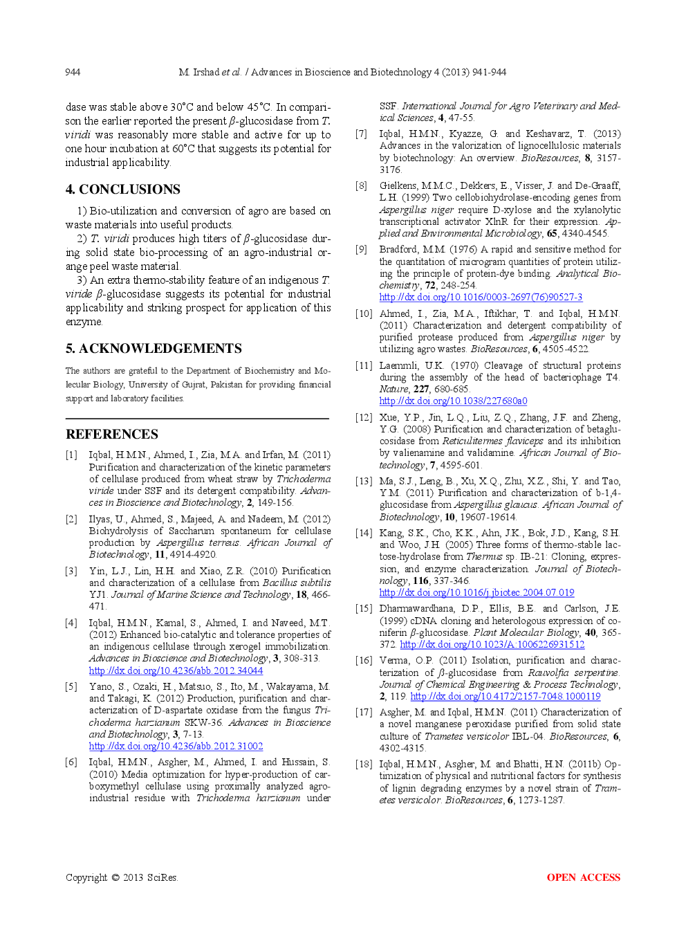 Characterization Of Purified β-Glucosidase Produced From Trichoderma Viride Through Bio-Processing Of Orange Peel Waste - Page 5