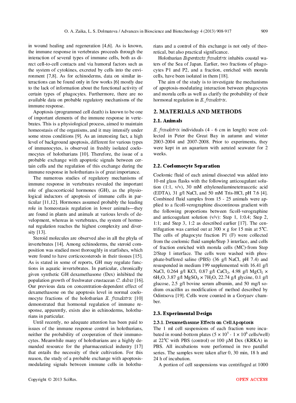 Cooperative Apoptosis Of Coelomocytes Of The Holothurian Eupentacta Fraudatrix And Its Modulation By Dexamethasone - Page 3
