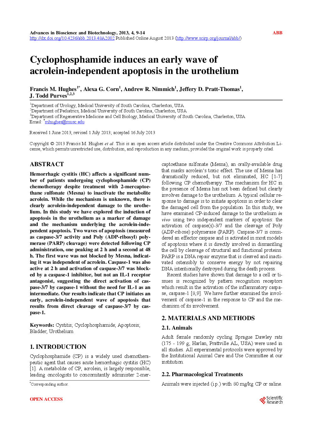 Cyclophosphamide Induces An Early Wave Of Acrolein-Independent Apoptosis In The Urothelium - Page 2