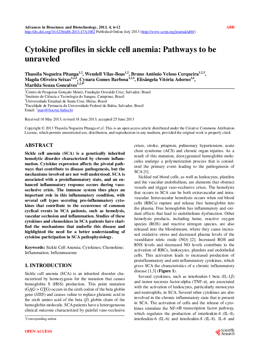 Cytokine Profiles In Sickle Cell Anemia: Pathways To Be Unraveled - Page 2