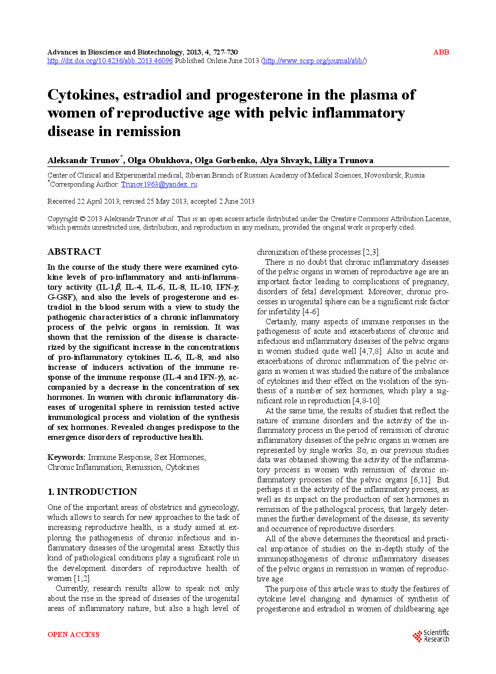 Cytokines, Estradiol And Progesterone In The Plasma Of Women Of Reproductive Age With Pelvic Inflammatory Disease In Remission - Page 2