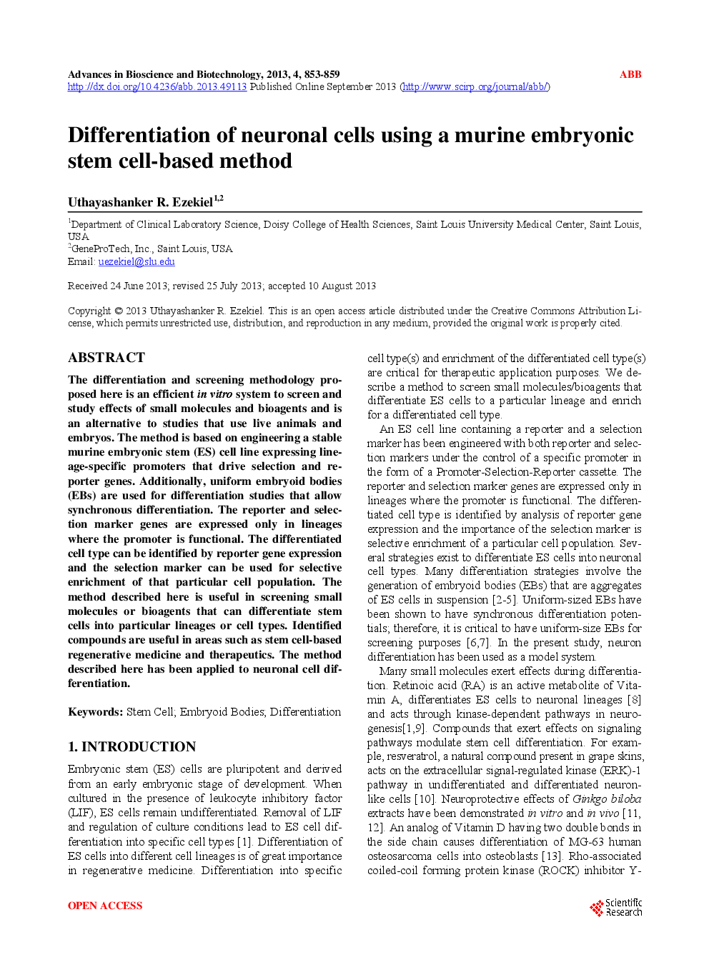 Differentiation Of Neuronal Cells Using A Murine Embryonic Stem Cell-Based Method - Page 2