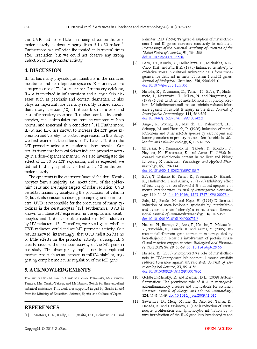 Effect Of Cytokines And Ultraviolet B Radiation On The Promoter Activity Of The Metallothionein Gene In Keratinocytes - Page 4