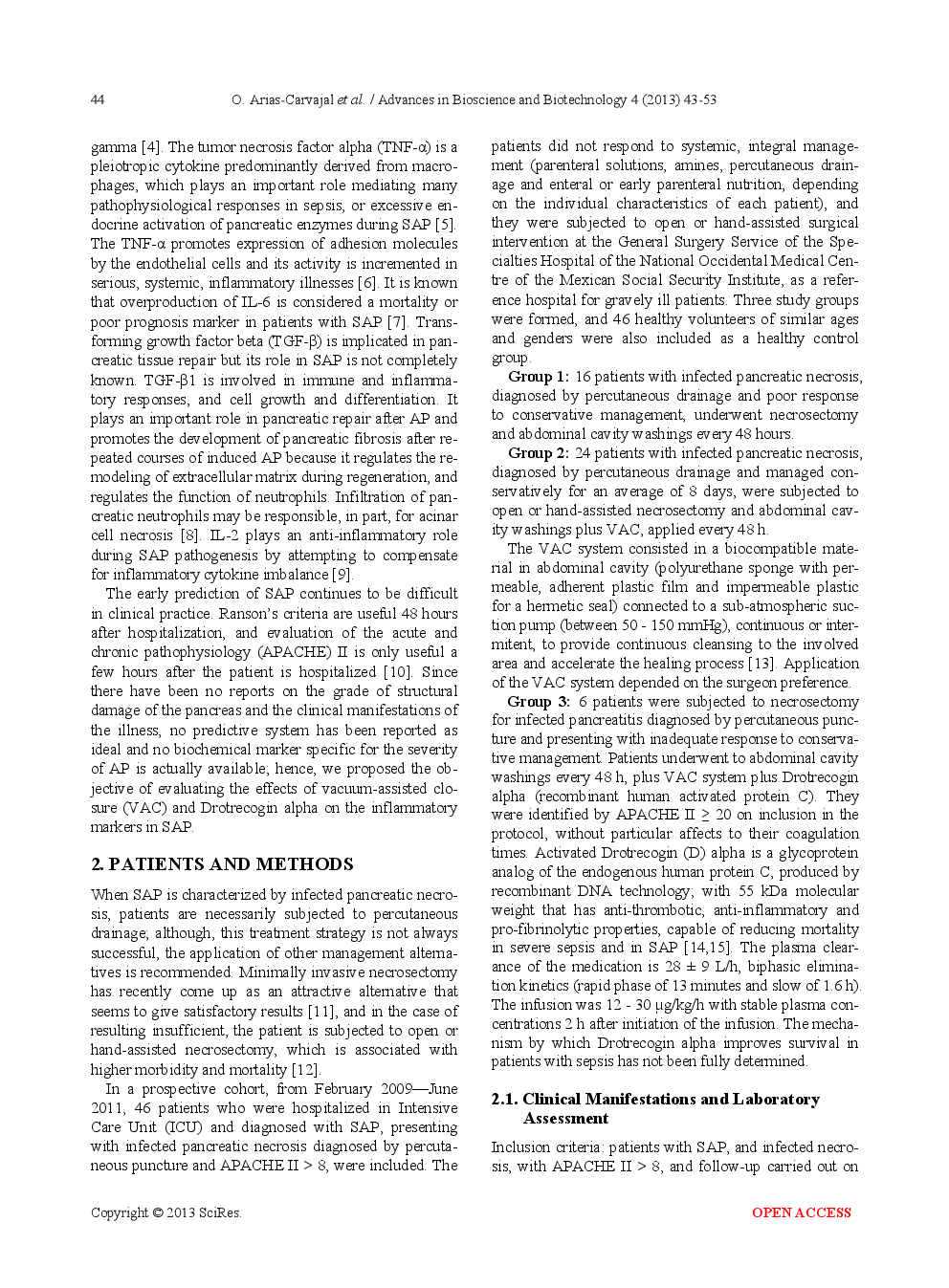 Effects Of Vacuum-Assisted Closure And Drotrecogin Alpha On Inflammatory Markers In Severe Acute Pancreatitis - Page 3