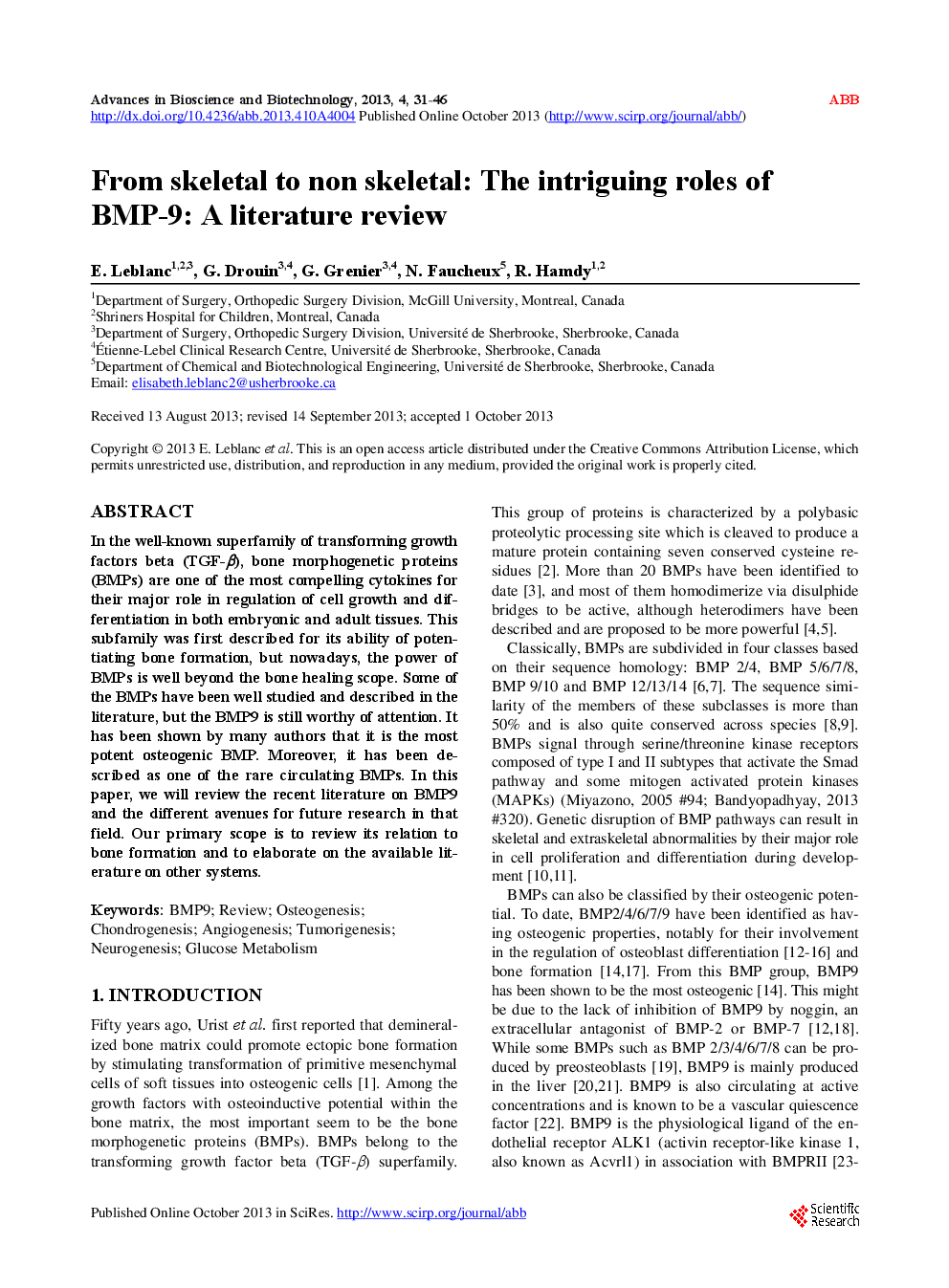 From Skeletal To Non Skeletal: The Intriguing Roles Of BMP-9: A Literature Review - Page 2