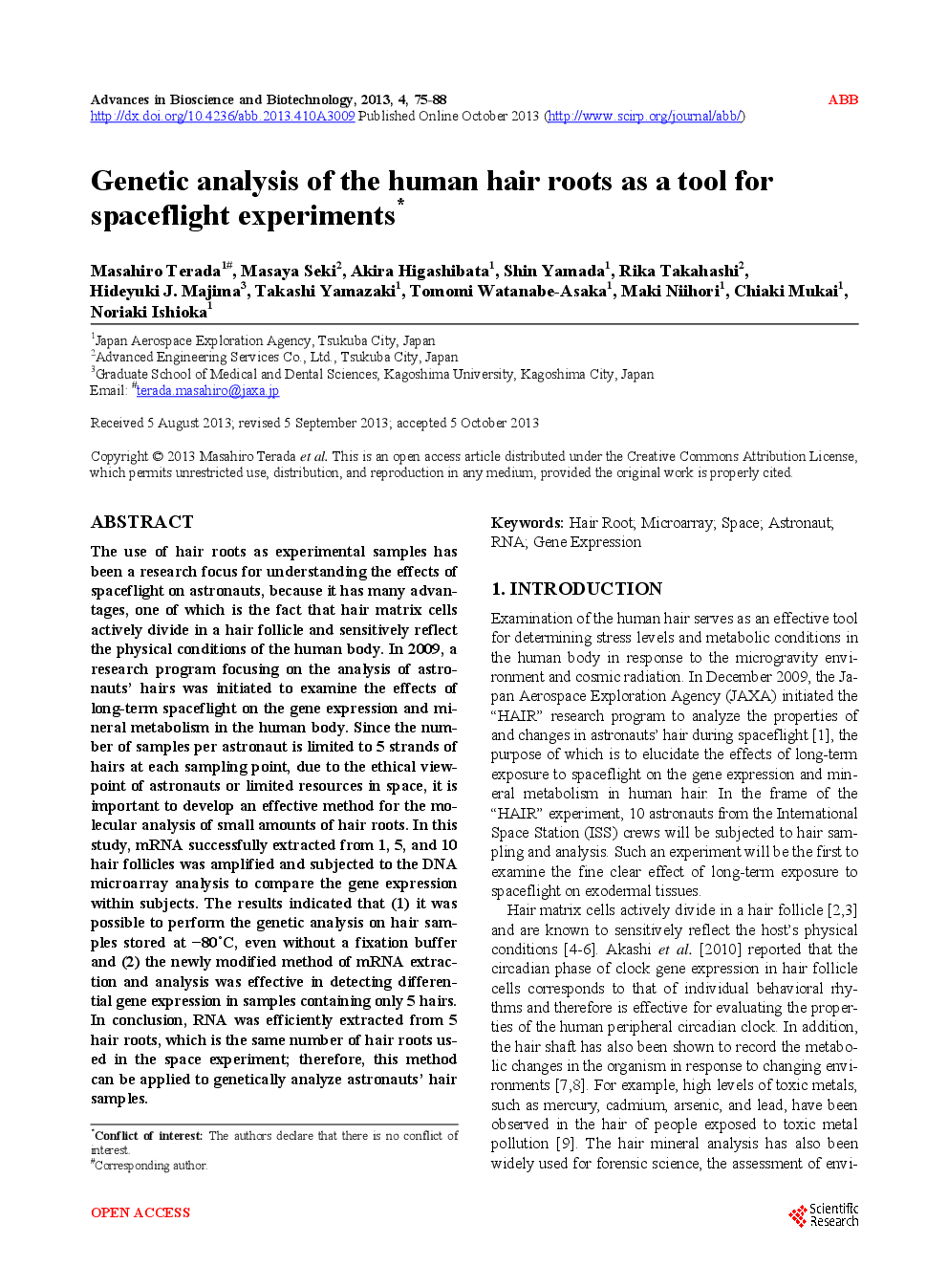 Genetic Analysis Of The Human Hair Roots As A Tool For Spaceflight Experiments - Page 2