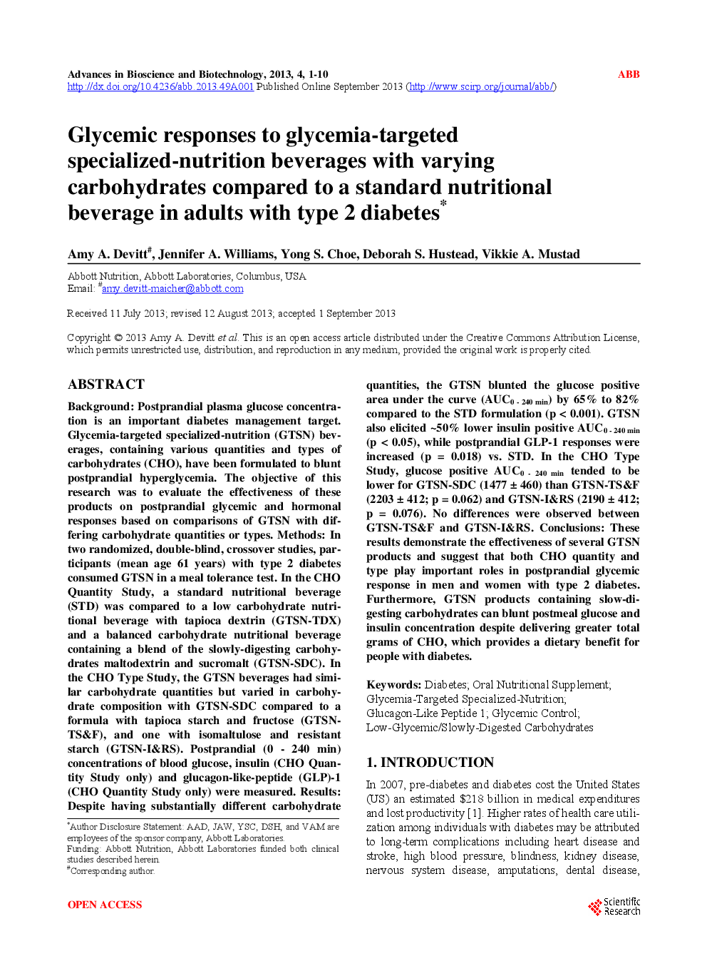 Glycemic Responses To Glycemia-Targeted Specialized-Nutrition Beverages With Varying Carbohydrates Compared To A Standard Nutritional Beverage In Adults With Type 2 Diabetes - Page 2