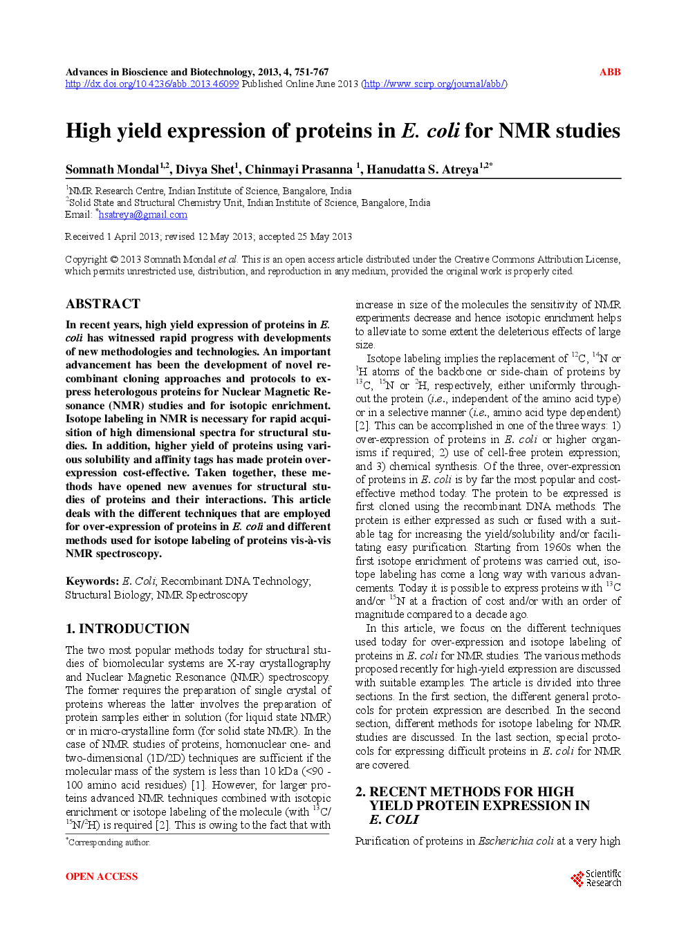 High Yield Expression Of Proteins In E. Coli For NMR Studies - Page 2