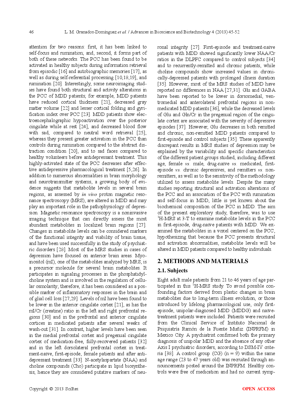 Increased Myo-Inositol In The Posterior Cingulate Cortex In First-Episode Major Depressive Patients - Page 3