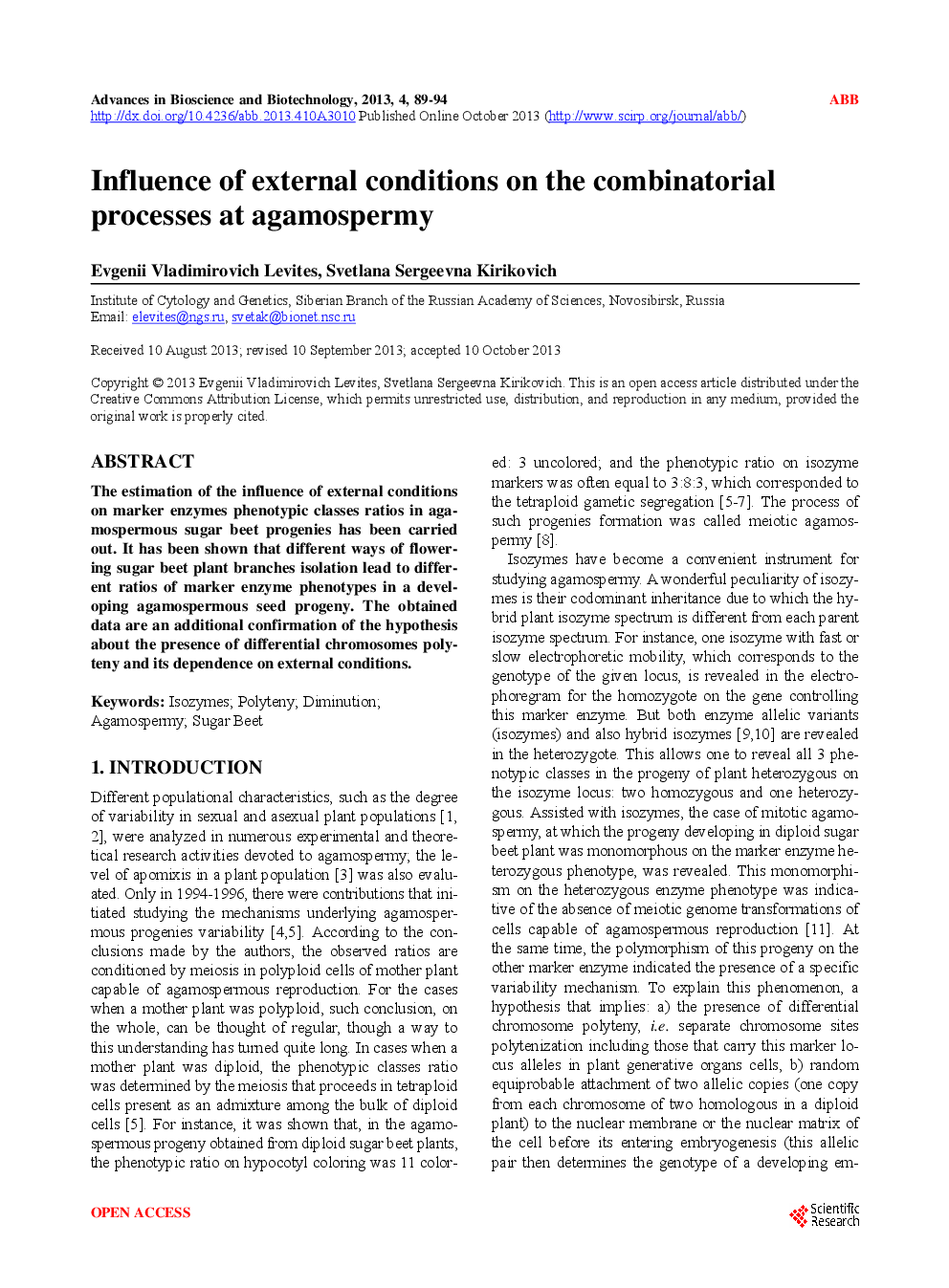 Influence Of External Conditions On The Combinatorial Processes At Agamospermy - Page 2