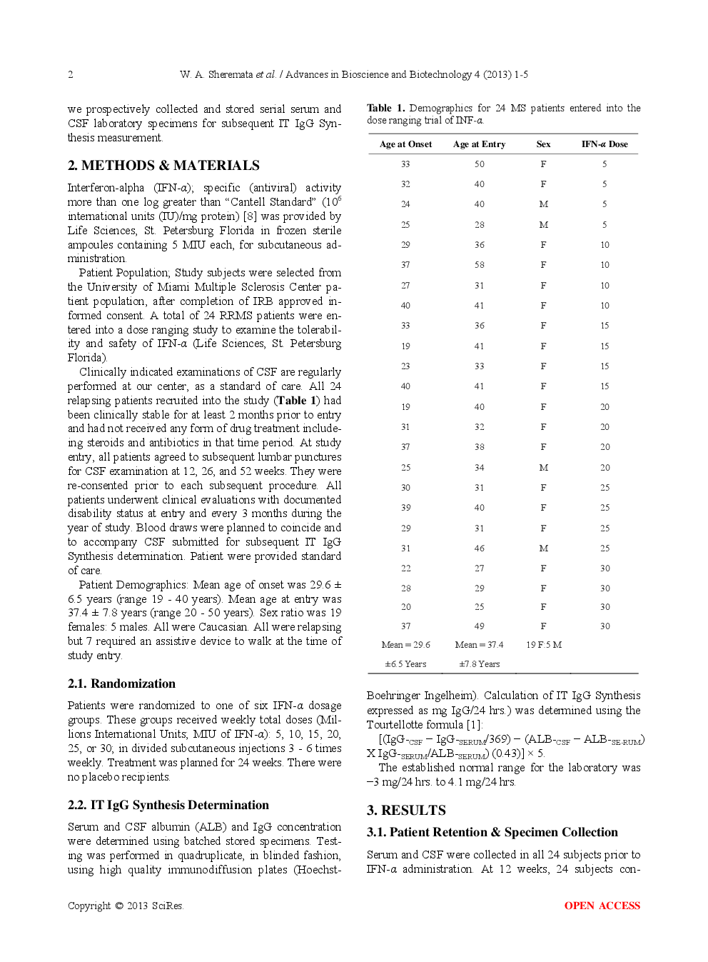 Intrathecal IgG Synthesis In Relapsing-Remitting Multiple Sclerosis (MS) Is Decreased By Natural Human Alpha Interferon - Page 3