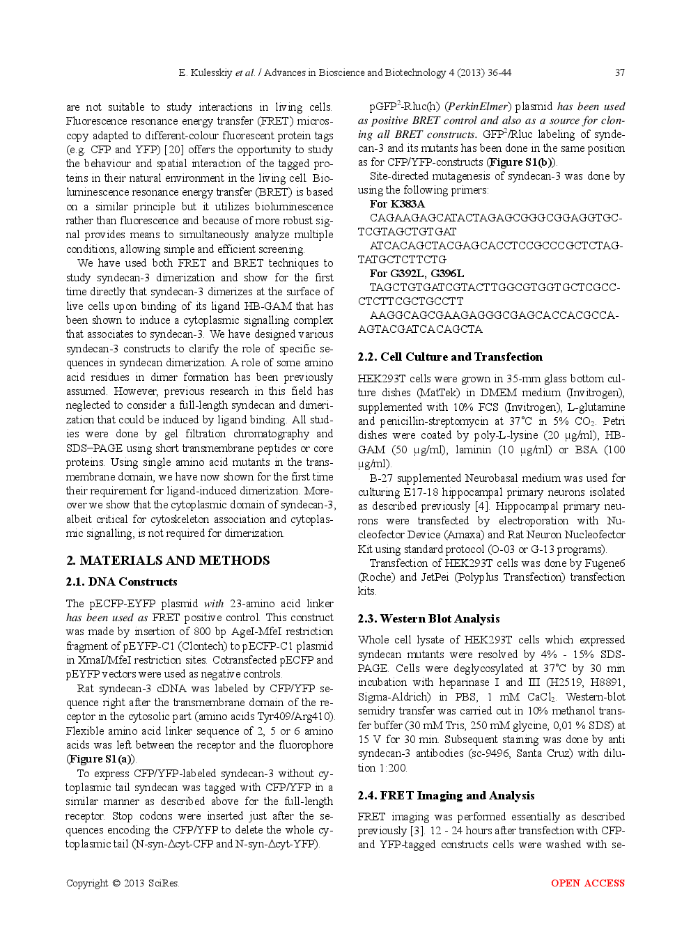 Ligand-Induced Dimerization Of Syndecan-3 At The Cell Surface - Page 3