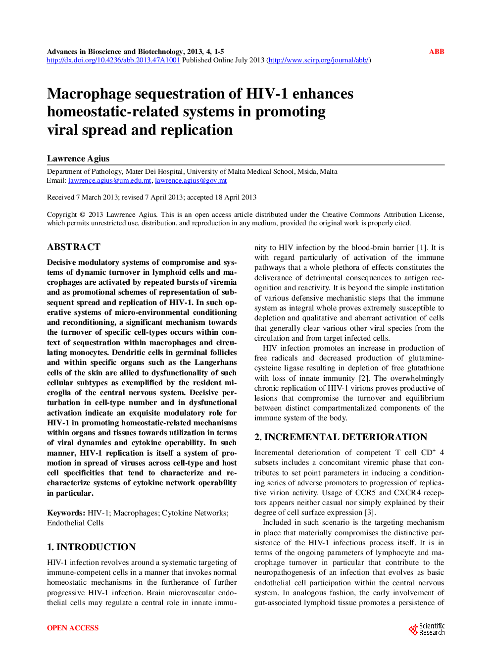 Macrophage Sequestration Of HIV-1 Enhances Homeostatic-Related Systems In Promoting Viral Spread And Replication - Page 2