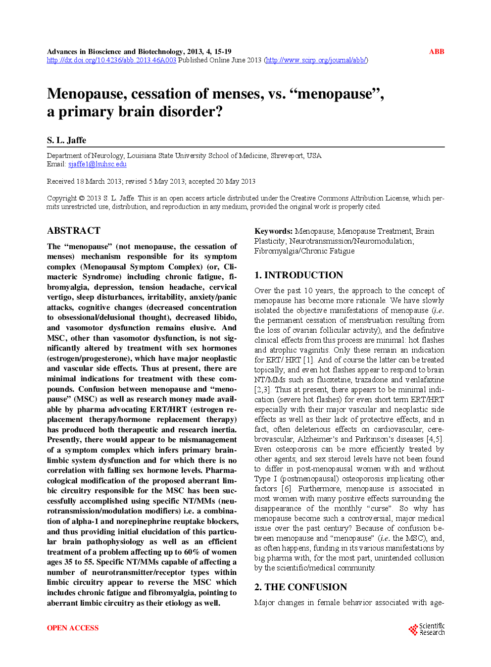 Menopause, Cessation Of Menses, Vs. “Menopause”, A Primary Brain Disorder? - Page 2