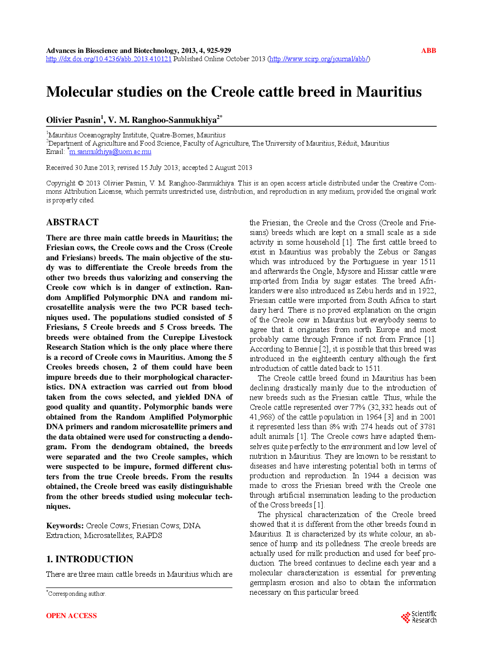 Molecular Studies On The Creole Cattle Breed In Mauritius - Page 2