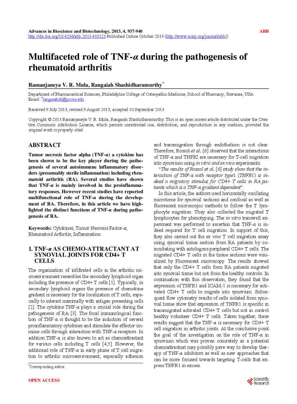 Multifaceted Role Of TNF-α During The Pathogenesis Of Rheumatoid Arthritis - Page 2