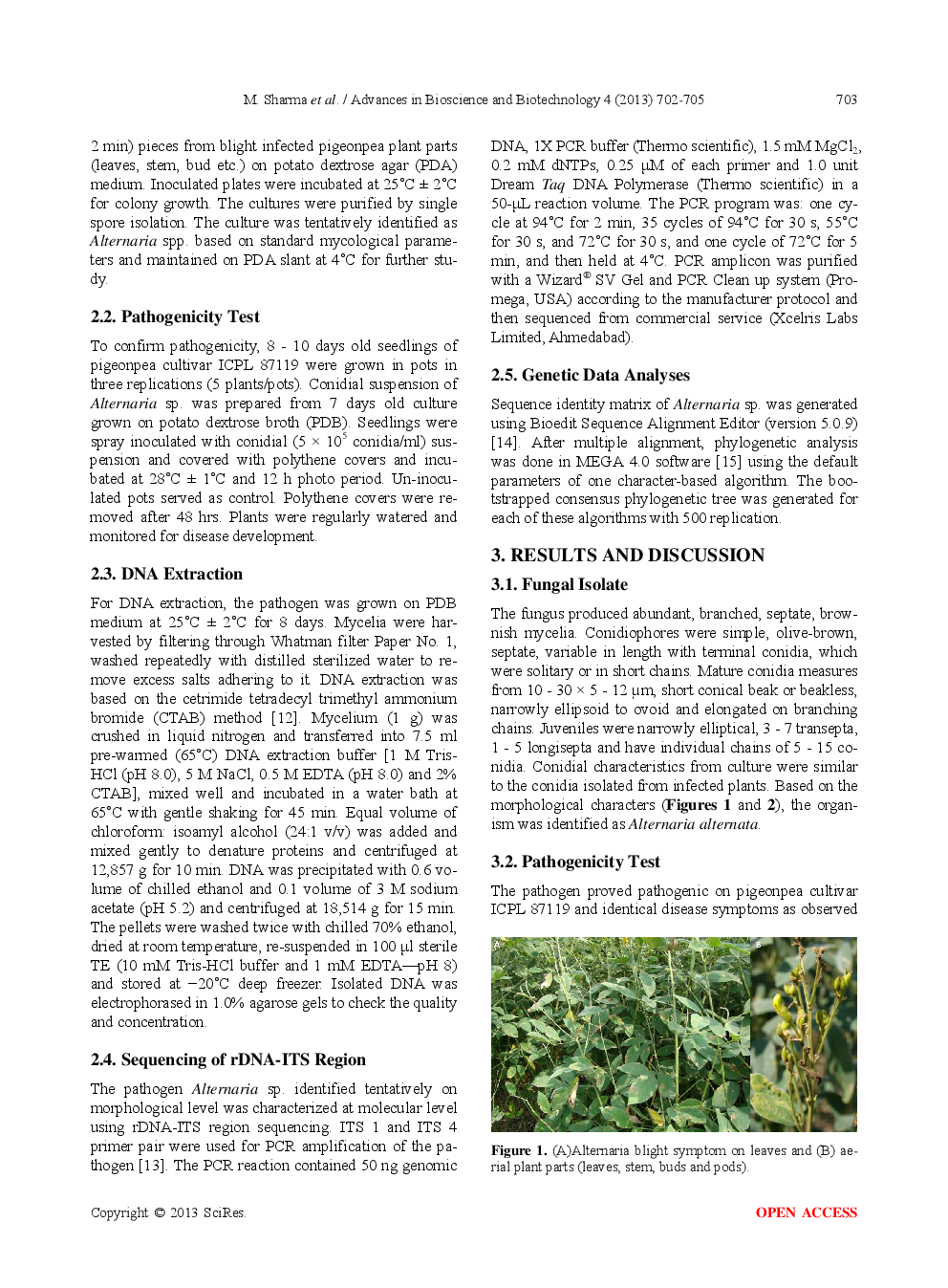 Occurrence Of Alternaria Alternata Causing Alternaria Blight In Pigeonpea In India - Page 3