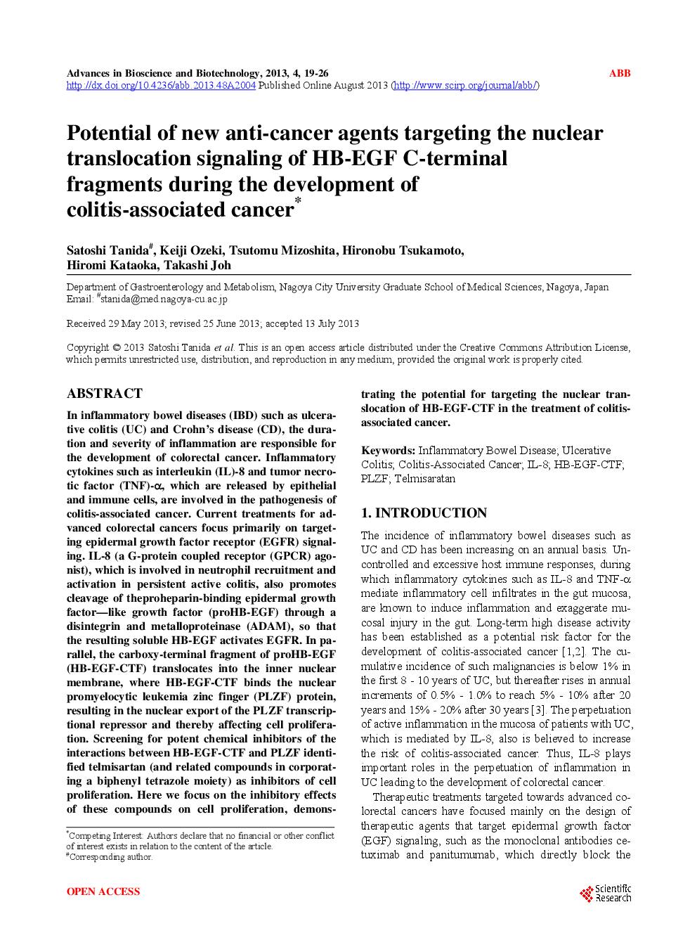 Potential Of New Anti-Cancer Agents Targeting The Nuclear Translocation Signaling Of HB-EGF C-Terminal Fragments During The Development Of Colitis-Associated Cancer - Page 2
