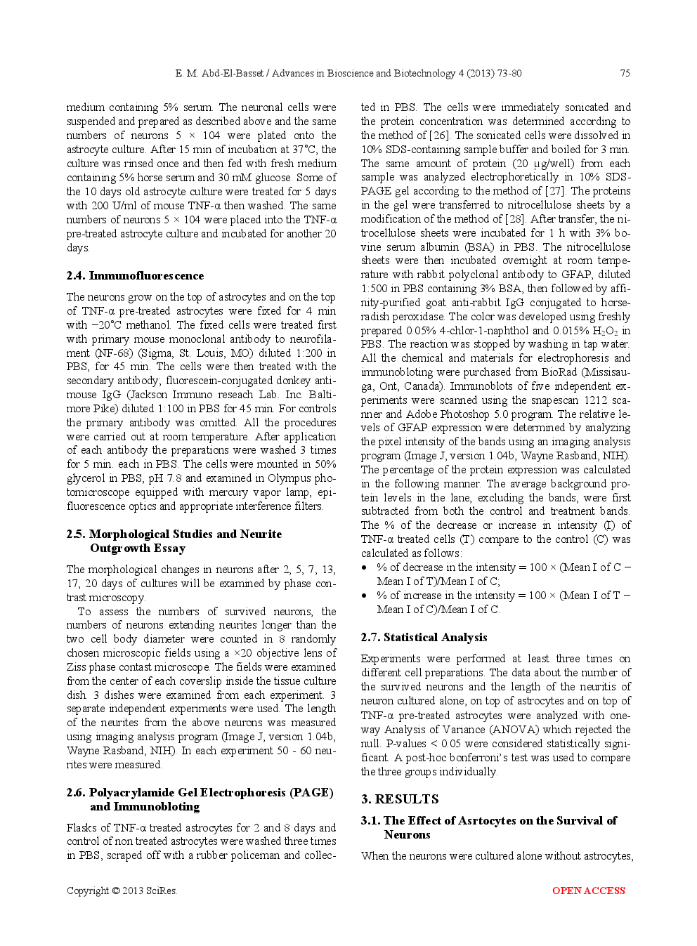 Pro-Inflammatory Cytokine; Tumor-Necrosis Factor-Alpha (TNF-α) Inhibits Astrocytic Support Of Neuronal Survival And Neurites Outgrowth - Page 4