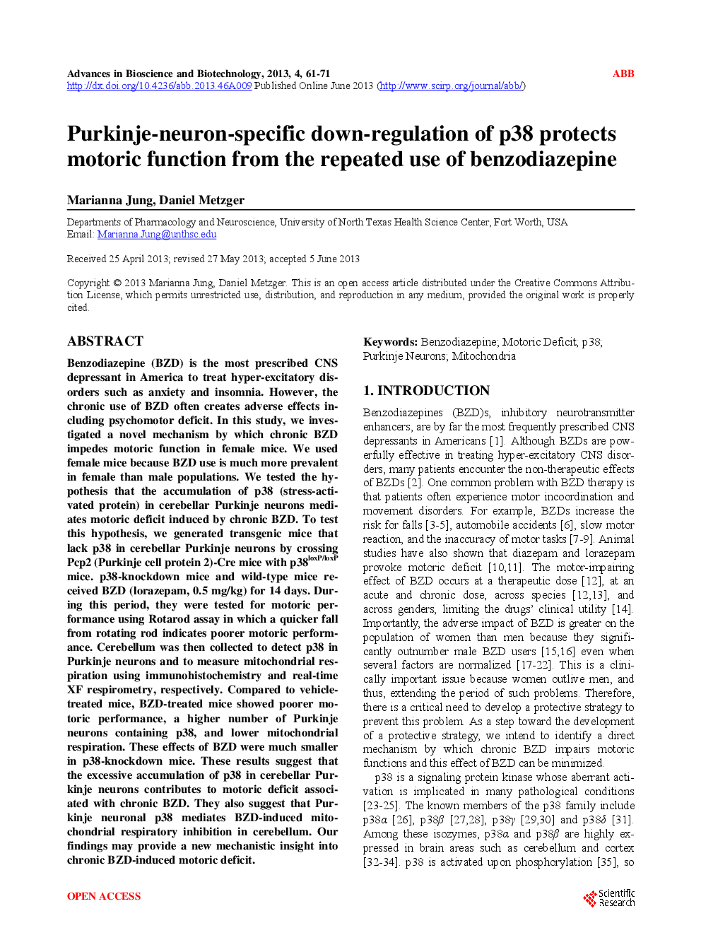 Purkinje-Neuron-Specific Down-Regulation Of P38 Protects Motoric Function From The Repeated Use Of Benzodiazepine - Page 2