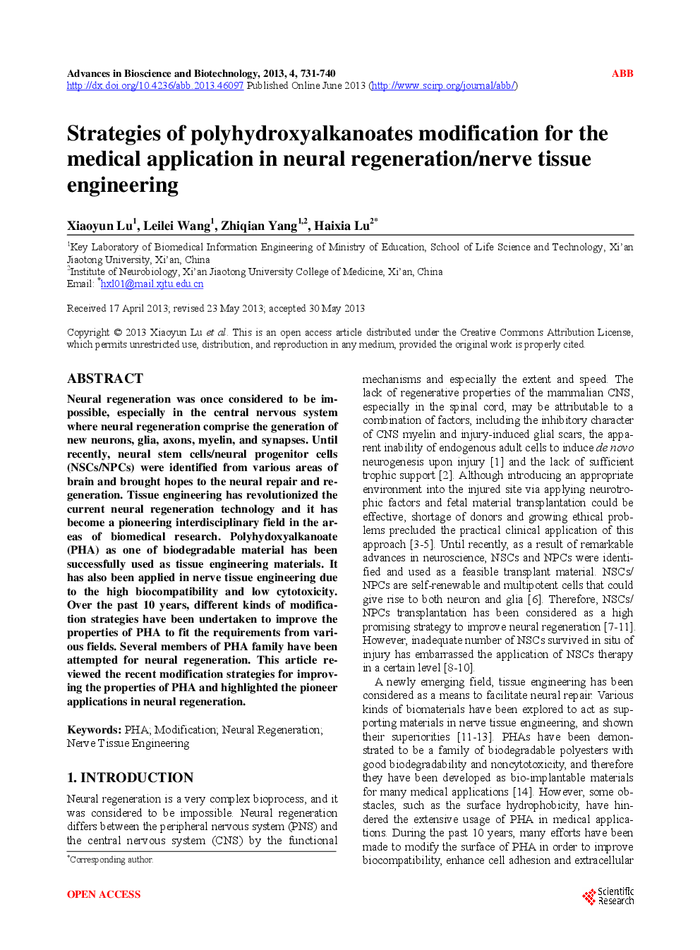 Strategies Of Polyhydroxyalkanoates Modification For The Medical Application In Neural Regeneration/Nerve Tissue Engineering - Page 2