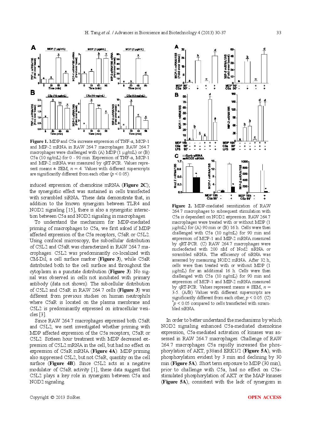 Synergistic Interaction Between C5a And NOD2 Signaling In The Regulation Of Chemokine Expression in RAW 264.7 Macrophages - Page 5