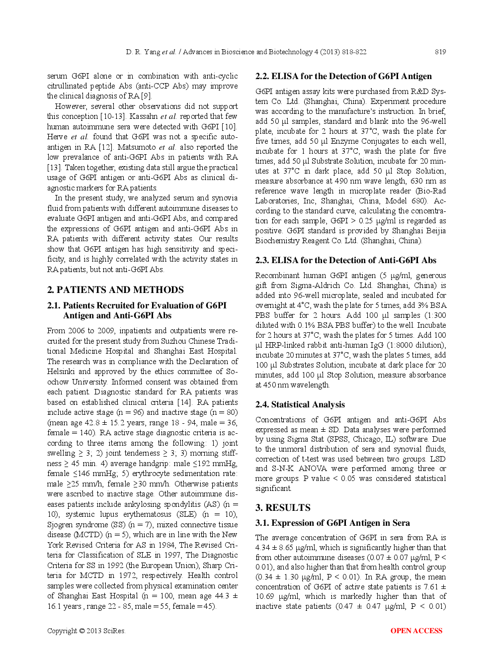 The Diagnostic Significance Of Glucose-6-Phosphate Isomerase (G6PI) Antigen And Anti-G6PI Antibody In Rheumatoid Arthritis Patients - Page 3