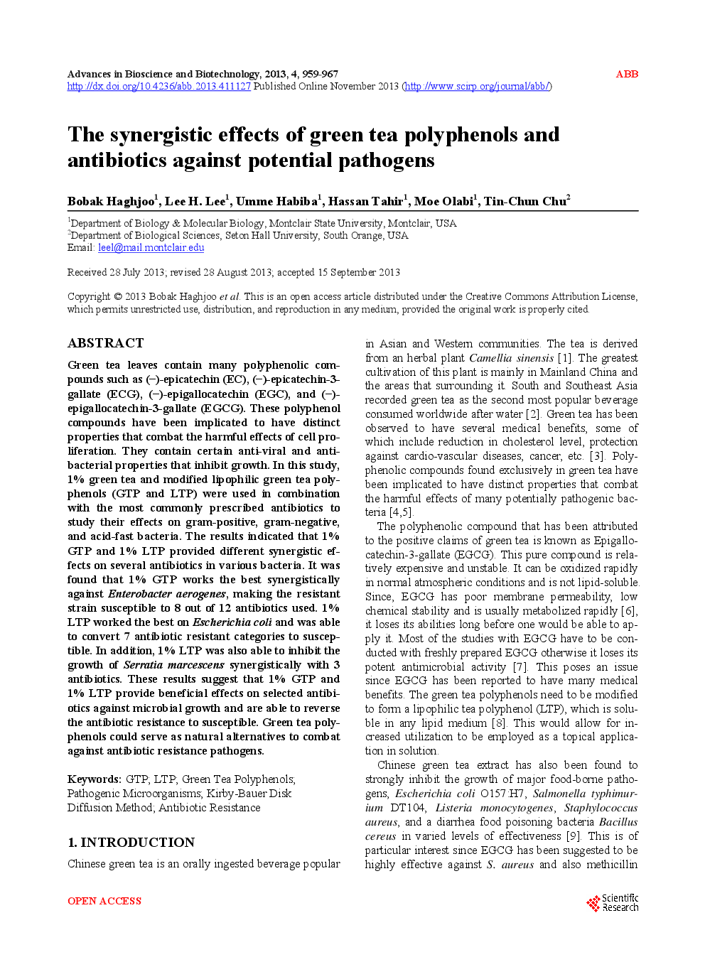 The Synergistic Effects Of Green Tea Polyphenols And Antibiotics Against Potential Pathogens - Page 2