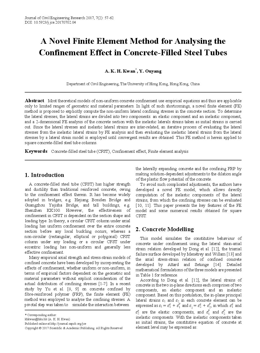 A Novel Finite Element Method For Analysing The Confinement Effect In Concrete-Filled Steel Tubes - Page 2
