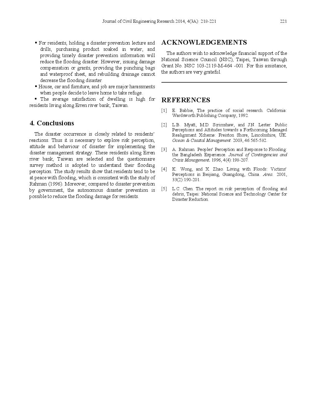 An Investigation On Flooding Perception Along Erren River Bank In Tainan, Taiwan - Page 5