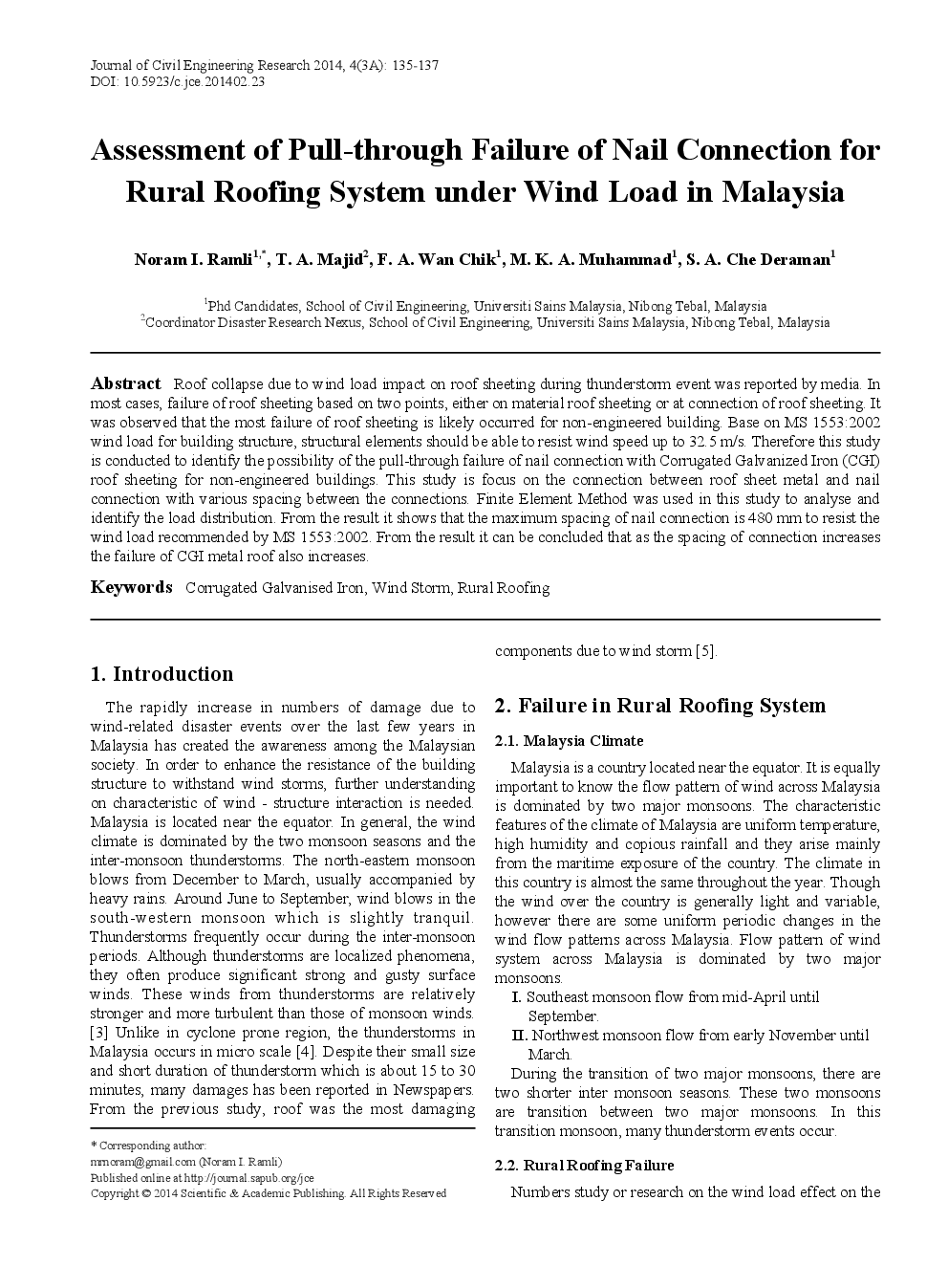 Assessment Of Pull-Through Failure Of Nail Connection For Rural Roofing System Under Wind Load In Malaysia - Page 2