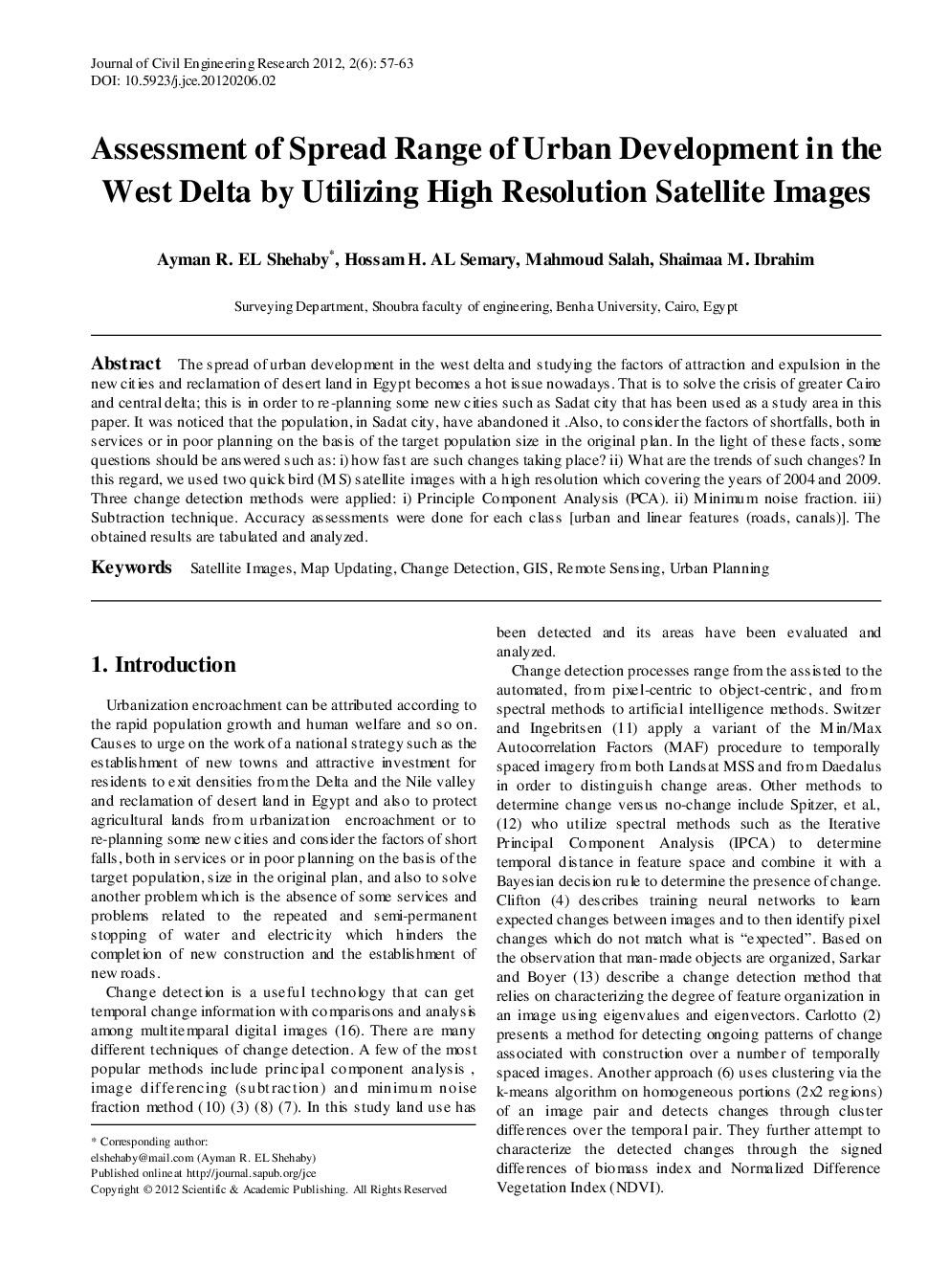 Assessment Of Spread Range Of Urban Development In The West Delta By Utilizing High Resolution Satellite Images - Page 2