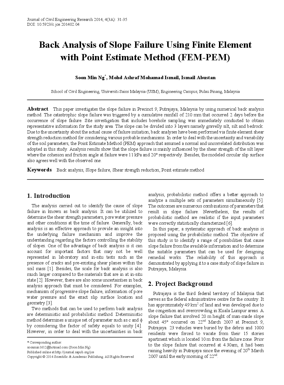 Back Analysis Of Slope Failure Using Finite Element With Point Estimate Method (FEM-PEM) - Page 2
