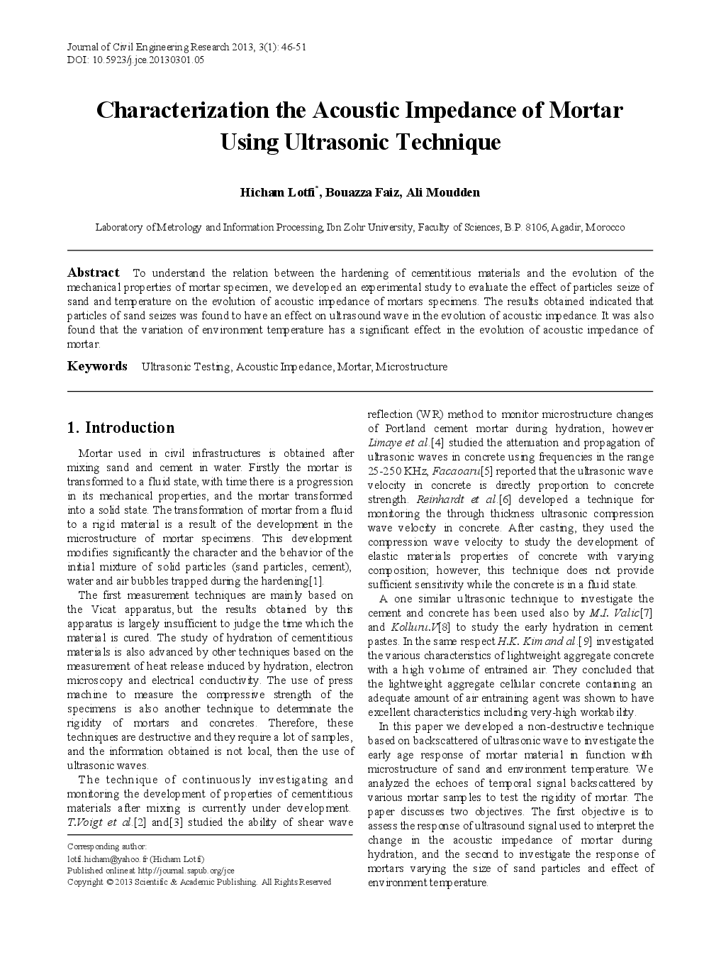 Characterization The Acoustic Impedance Of Mortar Using Ultrasonic Technique - Page 2
