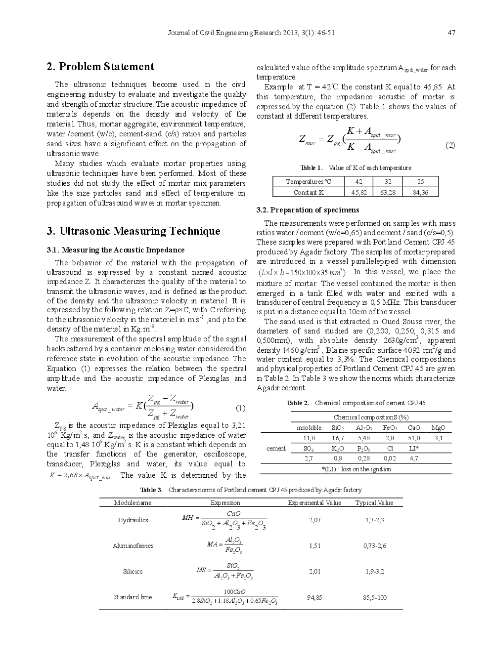 Characterization The Acoustic Impedance Of Mortar Using Ultrasonic Technique - Page 3