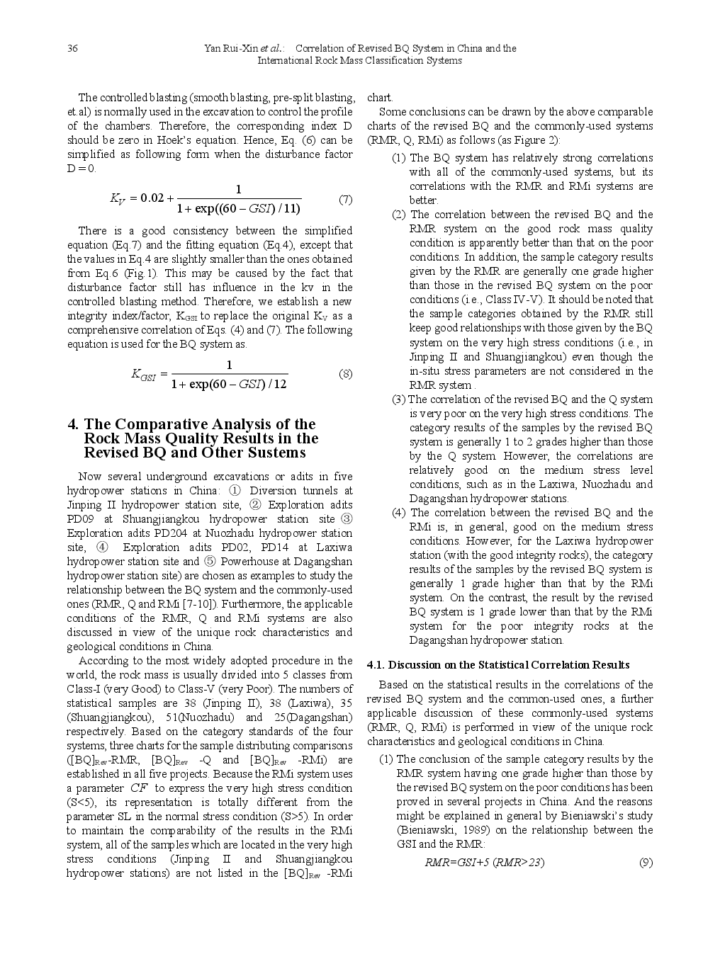 Correlation Of Revised BQ System In China And The International Rock Mass Classification Systems - Page 5