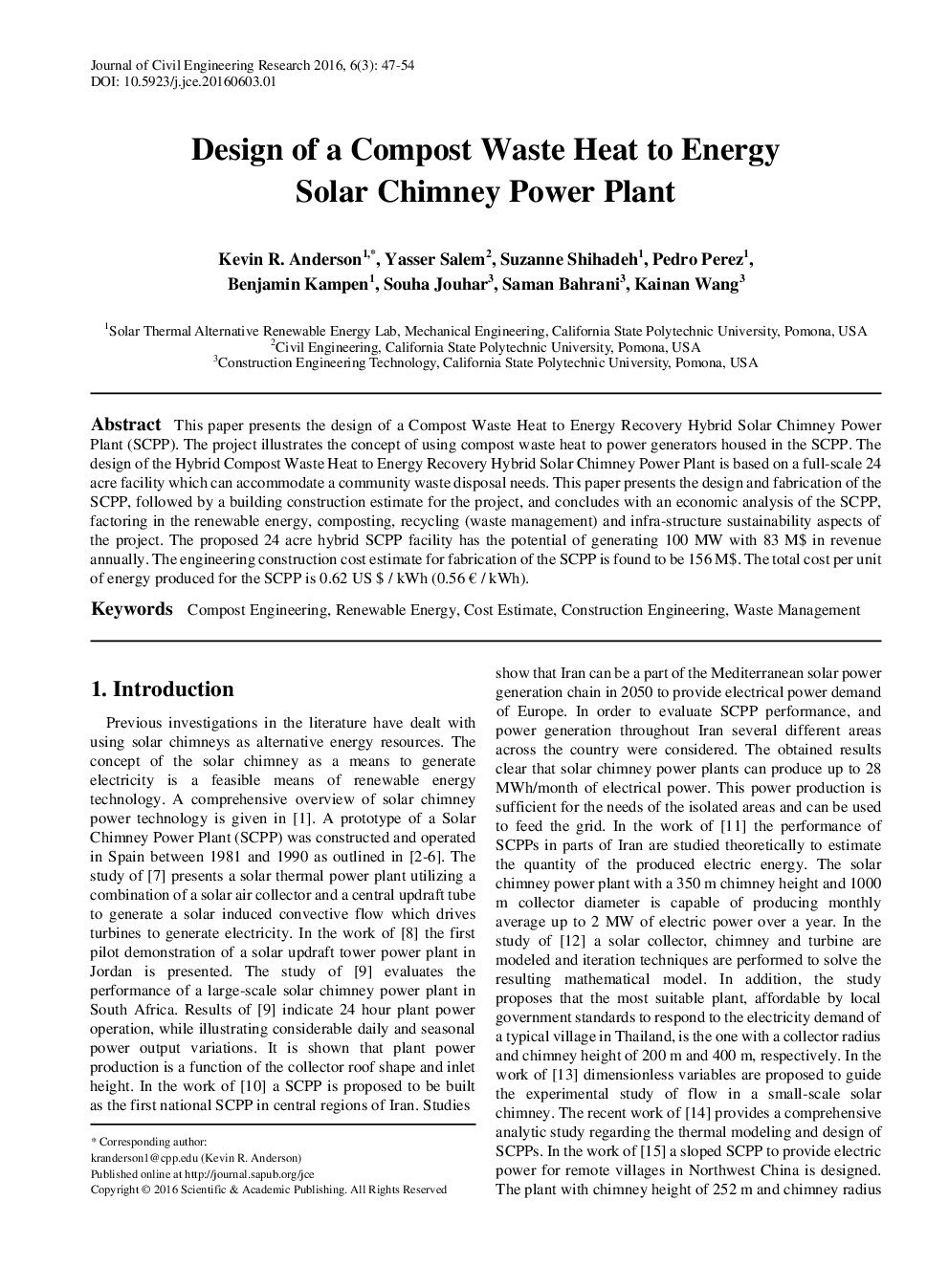 Design Of A Compost Waste Heat To Energy Solar Chimney Power Plant - Page 2