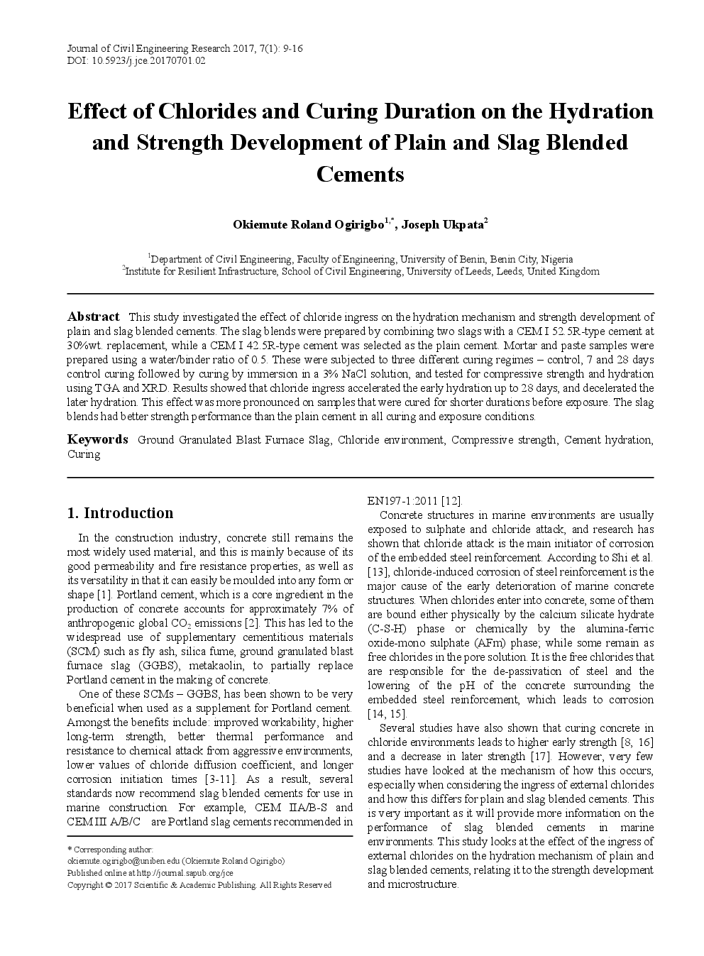Effect Of Chlorides And Curing Duration On The Hydration And Strength Development Of Plain And Slag Blended Cements - Page 2