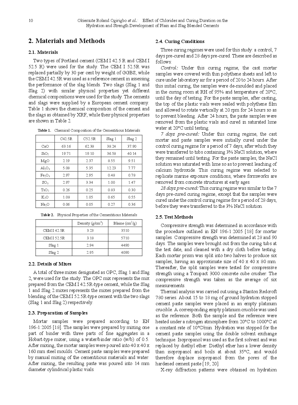 Effect Of Chlorides And Curing Duration On The Hydration And Strength Development Of Plain And Slag Blended Cements - Page 3