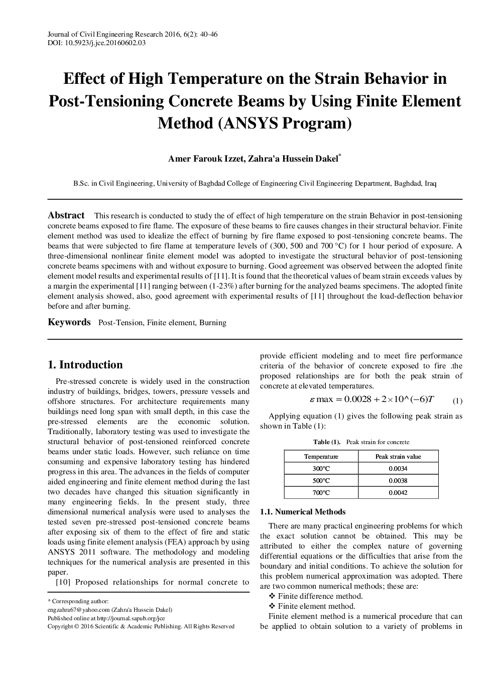 Effect Of High Temperature On The Strain Behavior In Post-Tensioning Concrete Beams By Using Finite Element Method (ANSYS Program) - Page 2