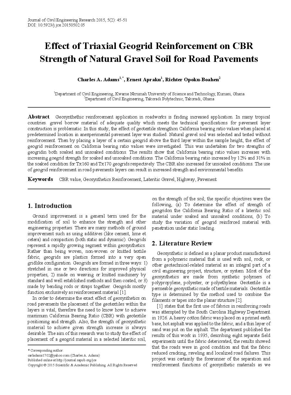 Effect Of Triaxial Geogrid Reinforcement On CBR Strength Of Natural Gravel Soil For Road Pavements - Page 2