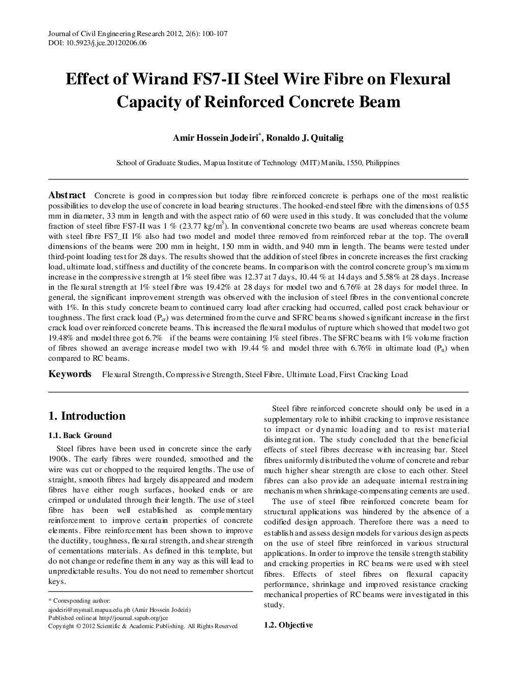 Effect Of Wirand FS7-II Steel Wire Fibre On Flexural Capacity Of Reinforced Concrete Beam - Page 2